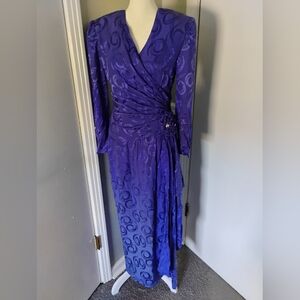 Vintage 1980s Does 1940s Unlabelled Long Sleeve Maxi Gown